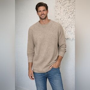 NWT Wool Royal Robbins Men's Ribbed Crewneck Sweater - Beige - XXL